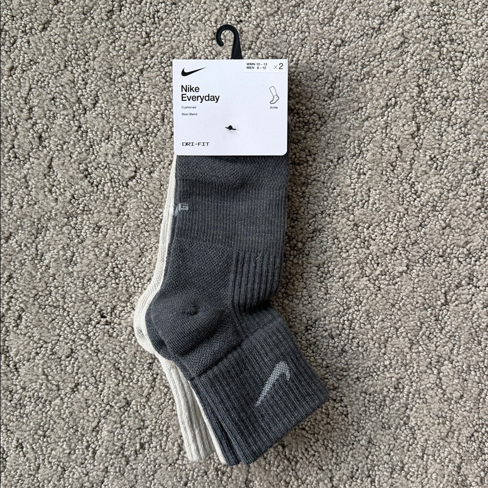 Nike Everyday Cushioned Wool Blend Ankle Socks Unisex Women 10-13 Men’s 8-12 NEW
